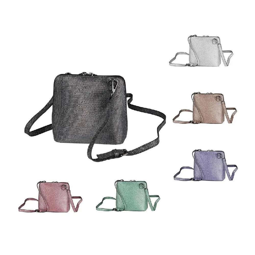 OBC DAMEN TASCHE Umhängetasche MINI CROSSOVER SILBER METALLIC Bag Handtasche Schultertasche Schmucktasche Disco Theatertasche Abendtasche