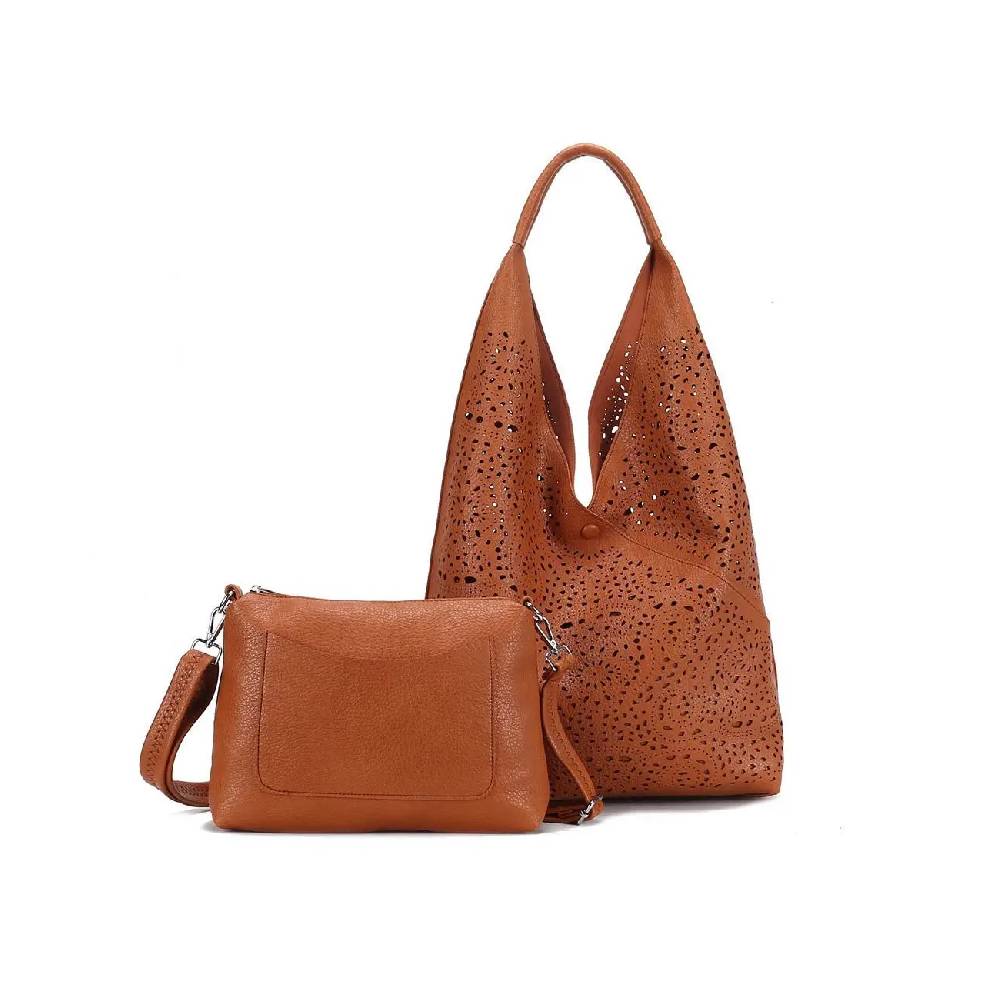 OBC DAMEN TASCHE XXL SET 2in1 Shopper Hobo Bag Schultertasche Cross Over Body Bag Umhängetasche Beuteltasche Handtasche Leder Optik