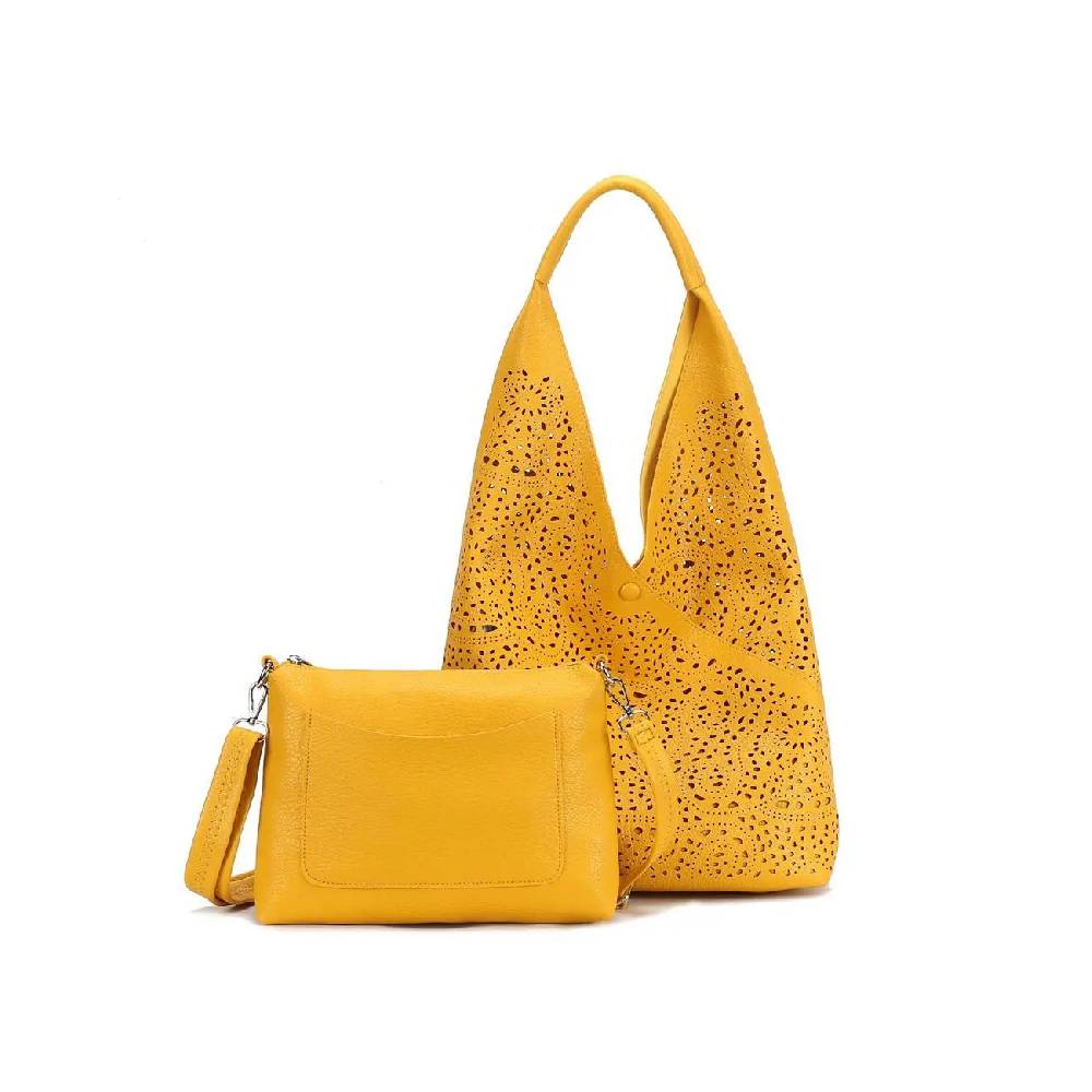 OBC DAMEN TASCHE XXL SET 2in1 Shopper Hobo Bag Schultertasche Cross Over Body Bag Umhängetasche Beuteltasche Handtasche Leder Optik