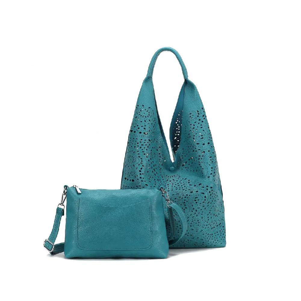 OBC DAMEN TASCHE XXL SET 2in1 Shopper Hobo Bag Schultertasche Cross Over Body Bag Umhängetasche Beuteltasche Handtasche Leder Optik