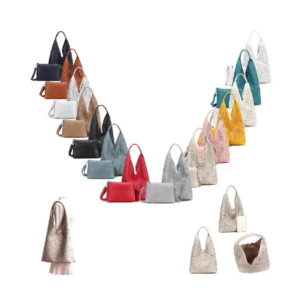 OBC DAMEN TASCHE XXL SET 2in1 Shopper Hobo Bag Schultertasche Cross Over Body Bag Umhängetasche Beuteltasche Handtasche Leder Optik