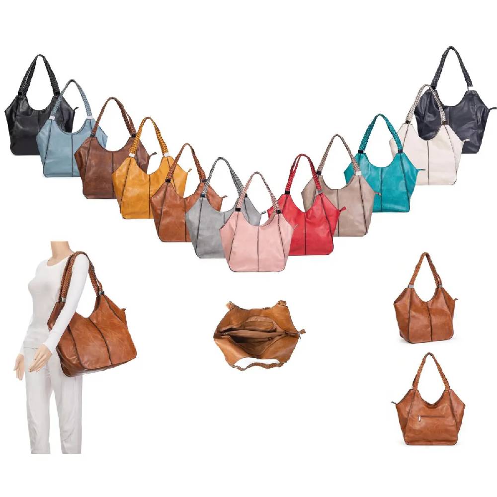 OBC DAMEN XXL Tasche Schultertasche Shopper Businesstasche Umhängetasche Workbag Henkeltasche Reisetasche FLECHTOPTIK Henkel Leder Optik