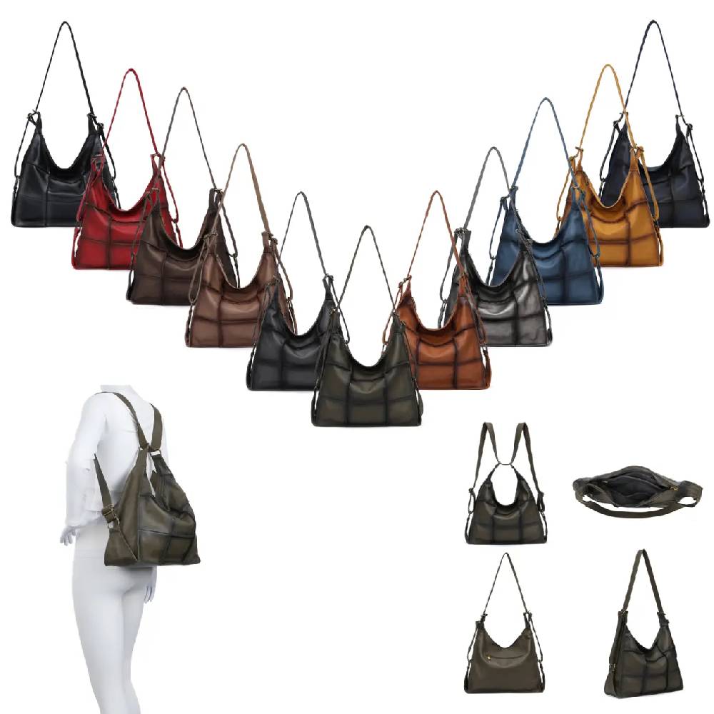 OBC Damen XXL Tasche Shopper Vintage Tote Bag Handtasche Umhängetasche Schultertasche Beuteltasche Leder Optik Reise Hobo Bag Crossbody