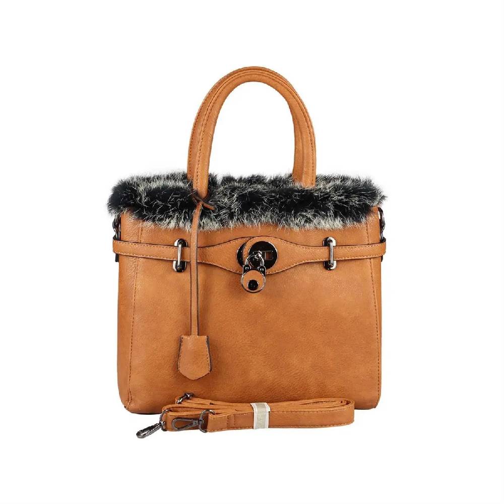 OBC Ital-design DAMEN Echt PELZ Kaninchenfell HAND-TASCHE Schultertasche Henkeltasche Umhängetasche Businesstasche Shopper Workbag