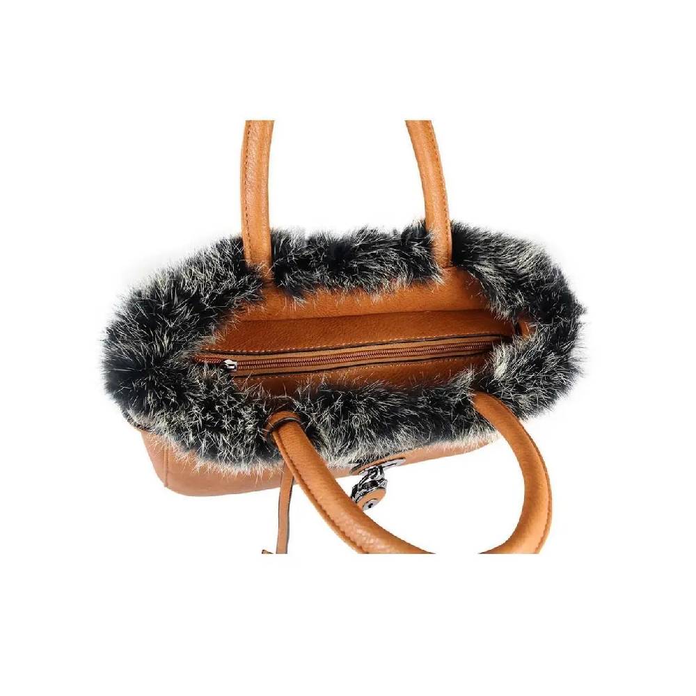 OBC Ital-design DAMEN Echt PELZ Kaninchenfell HAND-TASCHE Schultertasche Henkeltasche Umhängetasche Businesstasche Shopper Workbag