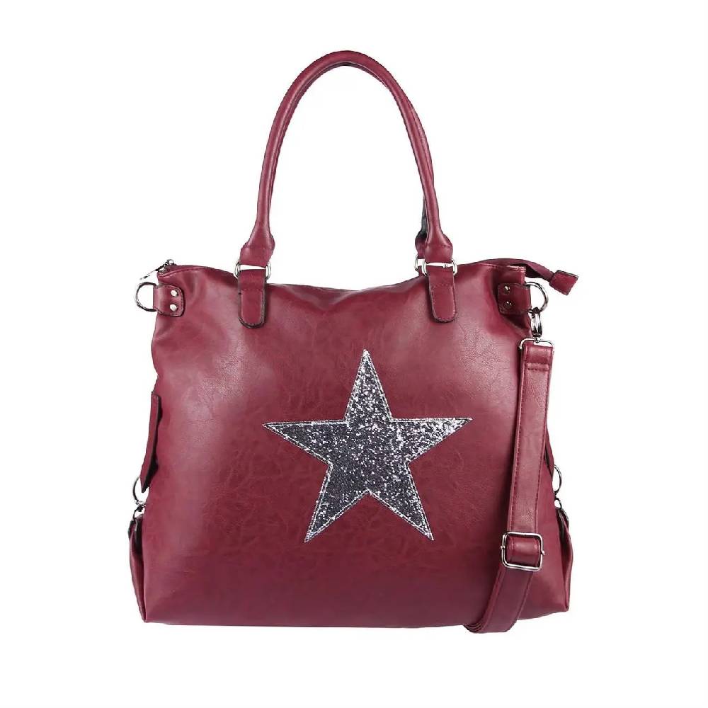 OBC Ital-design DAMEN STERN TASCHE Shopper XXL DIN-A4 Handtasche Schultertasche Beuteltasche Henkeltasche CrossOver Umhängetasche