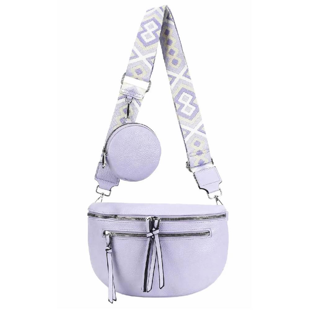 OBC ITALYSHOP24 Damen Tasche Umhängetasche Brusttasche Muster Gürtel Bauchtasche Crossbody Gürteltasche Hüfttasche Crossover Bodybag Schultertasche Handytasche Leder Optik