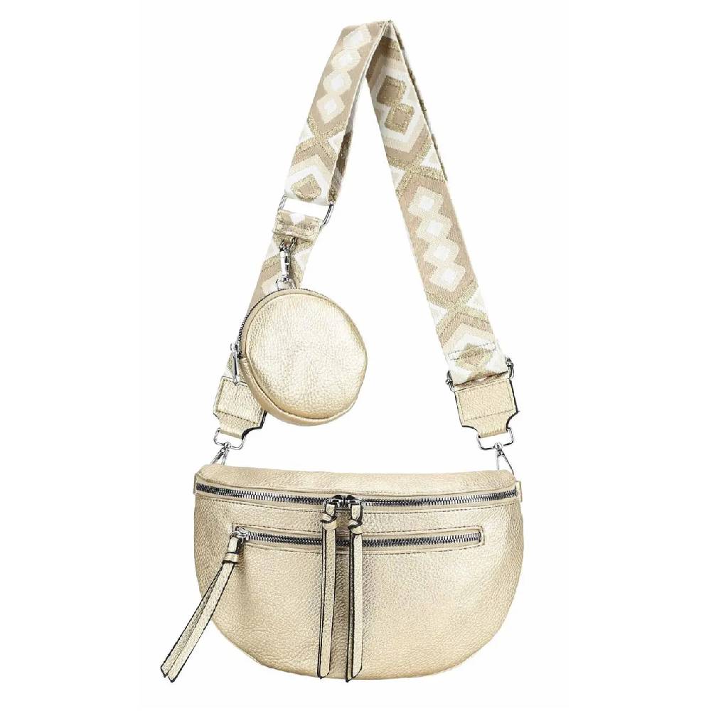 OBC ITALYSHOP24 Damen Tasche Umhängetasche Brusttasche Muster Gürtel Bauchtasche Crossbody Gürteltasche Hüfttasche Crossover Bodybag Schultertasche Handytasche Leder Optik