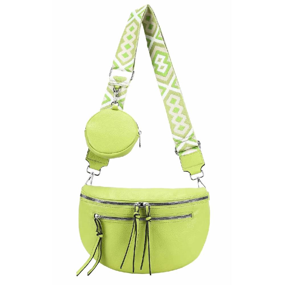 OBC ITALYSHOP24 Damen Tasche Umhängetasche Brusttasche Muster Gürtel Bauchtasche Crossbody Gürteltasche Hüfttasche Crossover Bodybag Schultertasche Handytasche Leder Optik