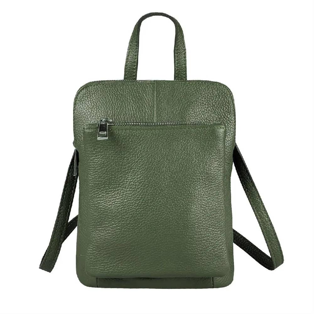 OBC Made In Italy Damen Echt Leder Rucksack Bodybag Lederrucksack Tasche Schultertasche Ledertasche Crossbody Cross-Over