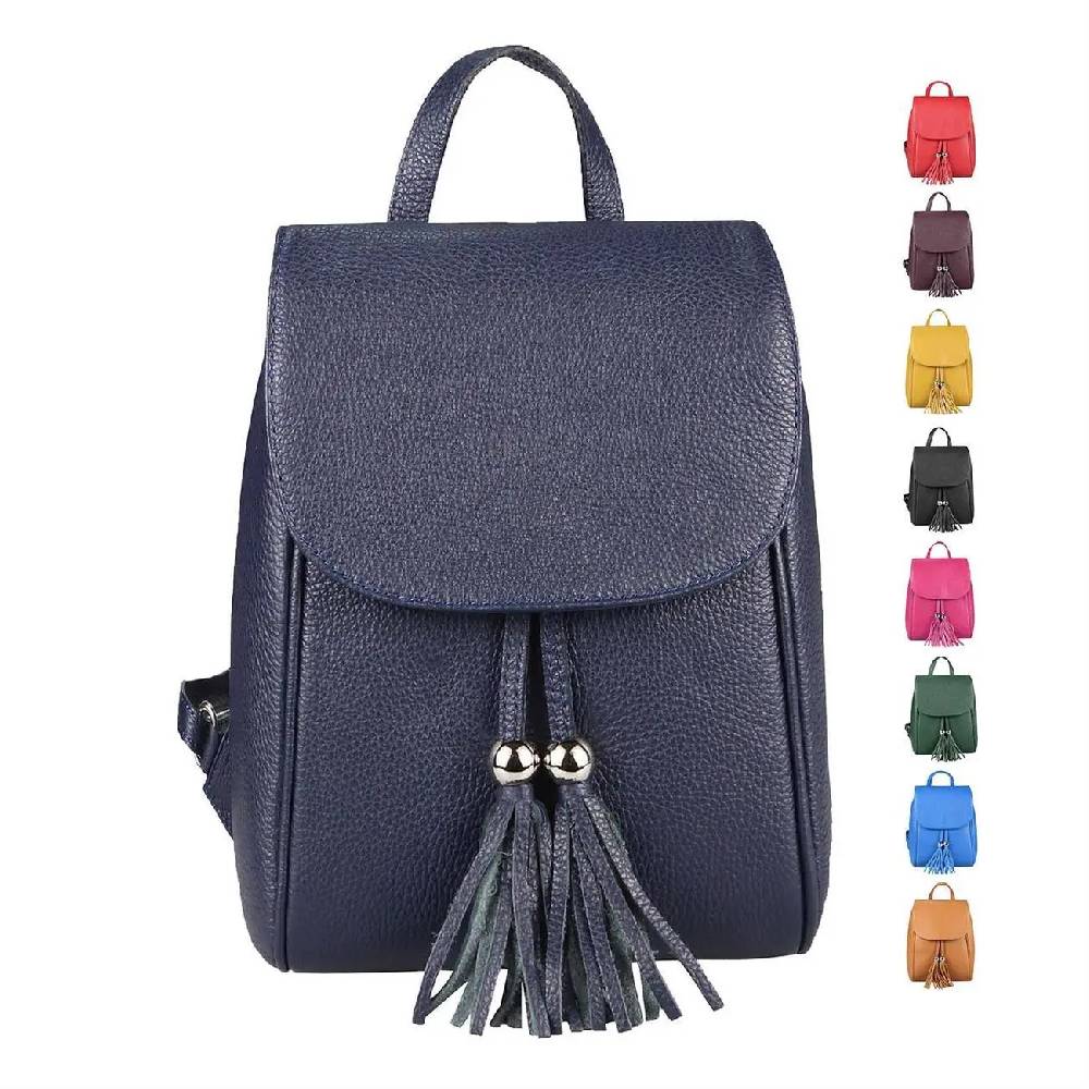 OBC Made in Italy Damen Echt Leder Rucksack Cityrucksack Backpack Daypack Schultertasche Lederrucksack Handtasche Stadtrucksack