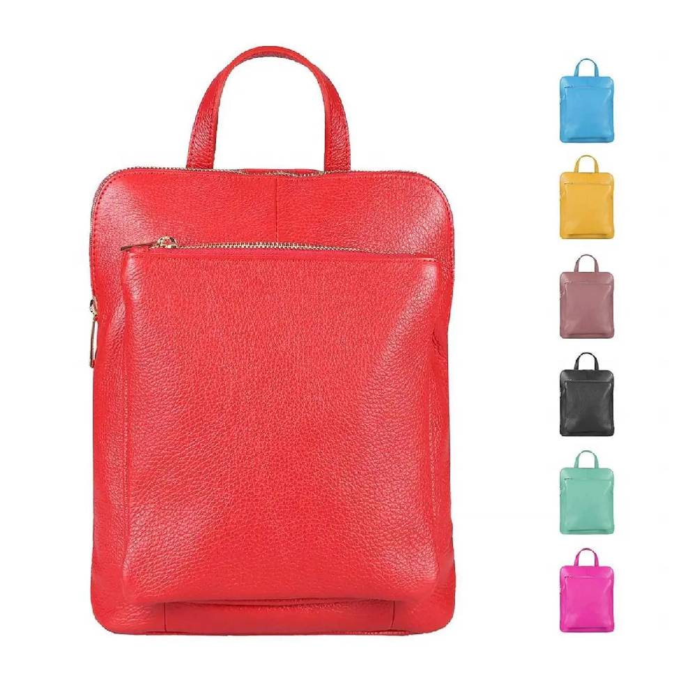 OBC Made in Italy Damen echt Leder Rucksack Daypack Lederrucksack Tasche Schultertasche Ledertasche Handgepäck Nappaleder