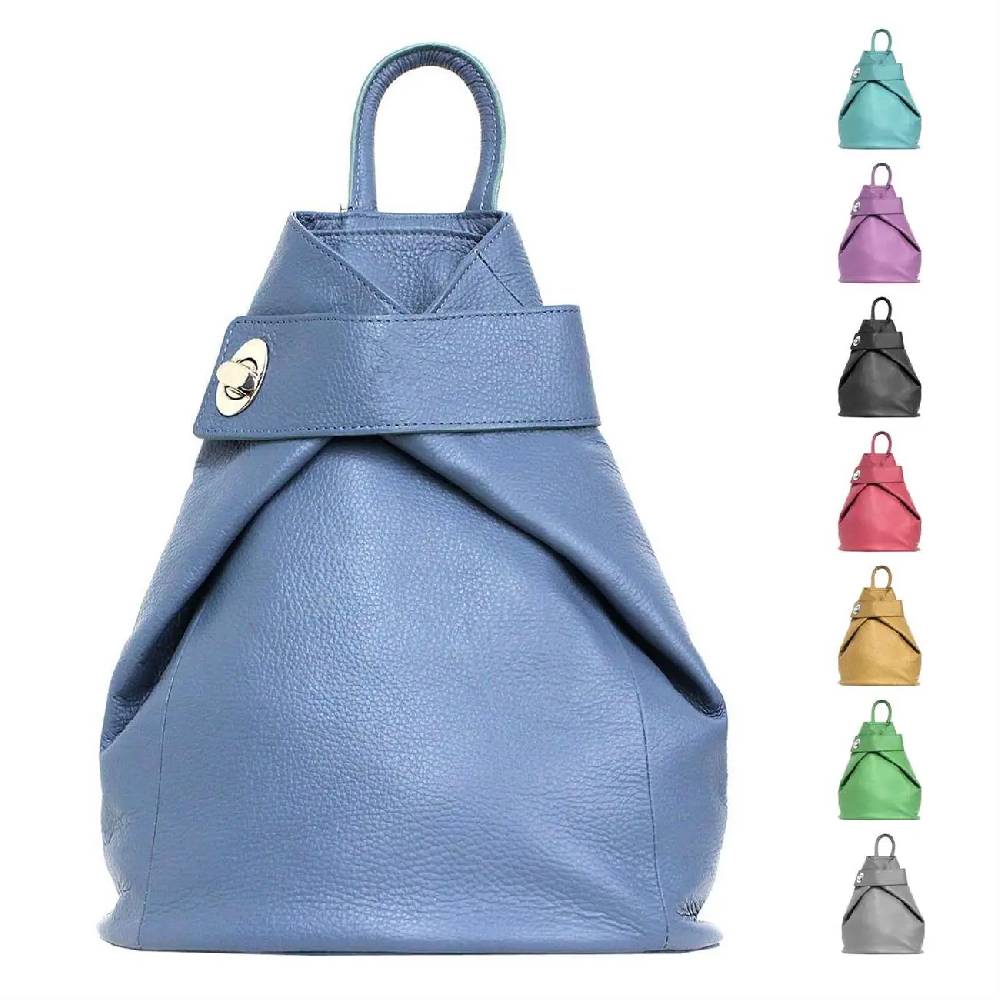 OBC Made in Italy Damen echt Leder Rucksack Daypack Lederrucksack Tasche Schultertasche Ledertasche Handgepäck Nappaleder Reiserucksack Shopper