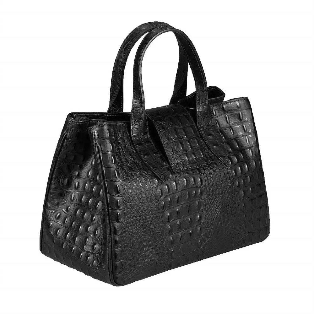 OBC Made In Italy Damen Echt Leder Tasche Business Shopper Glattleder Oder Kroko Print Prägung Henkeltasche Schultertasche Handtasche Ledertasche Umhängetasche Hobo Tote Bag