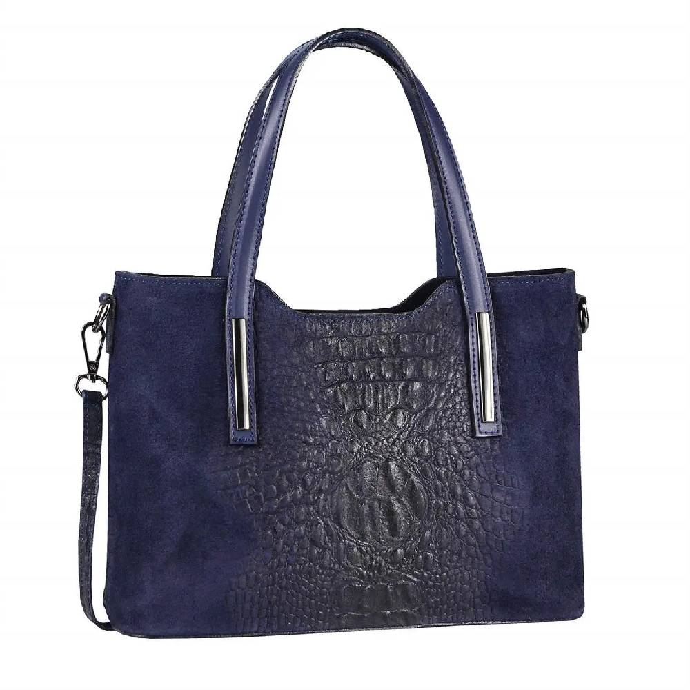 OBC MADE IN ITALY DAMEN Echt LEDER TASCHE KROKO-Prägung Business Shopper Wildleder Schultertasche Handtasche Ledertasche Umhängetasche