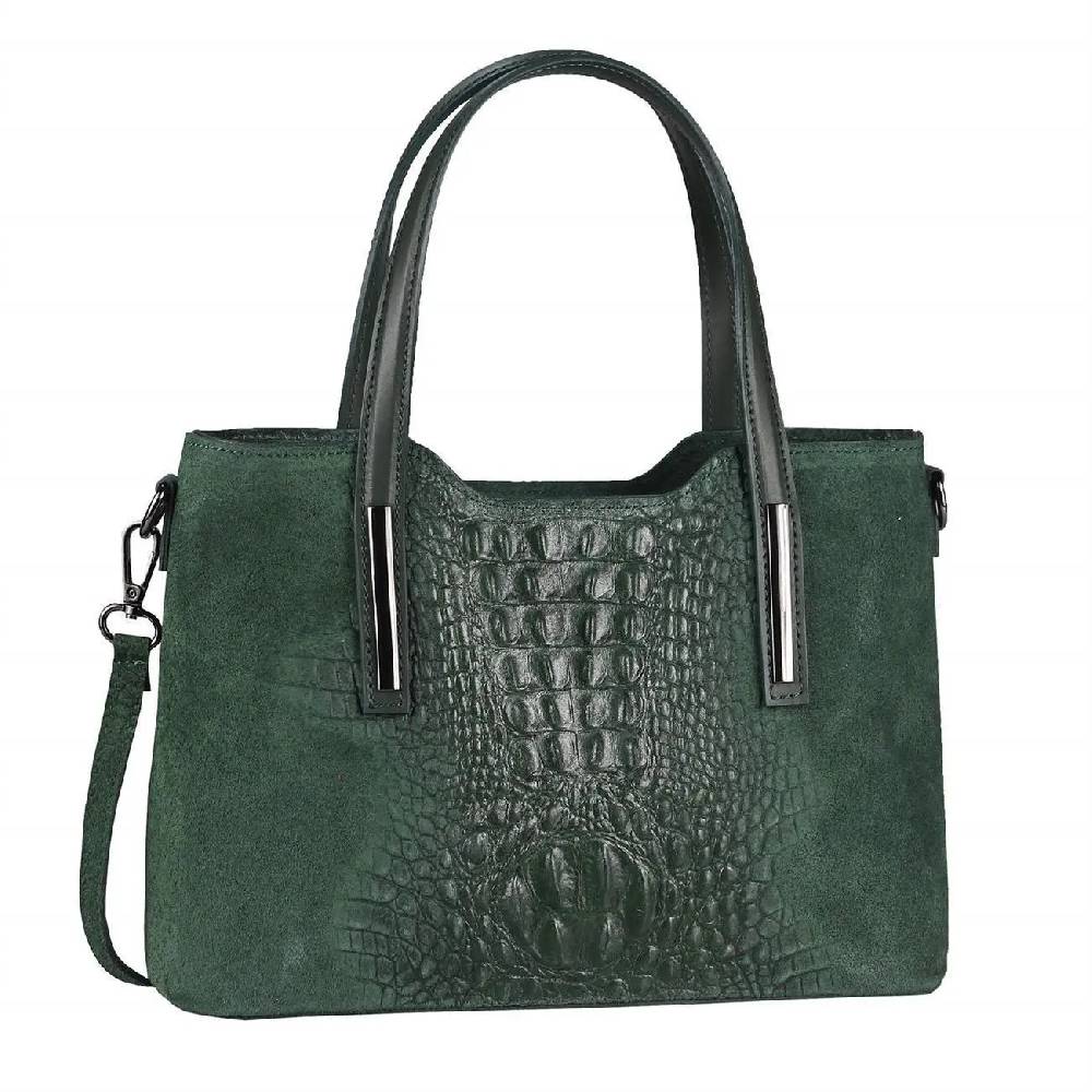 OBC MADE IN ITALY DAMEN Echt LEDER TASCHE KROKO-Prägung Business Shopper Wildleder Schultertasche Handtasche Ledertasche Umhängetasche