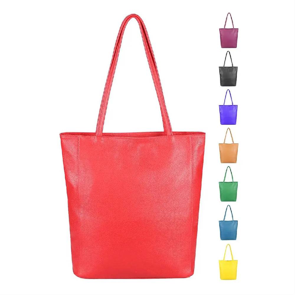 OBC Made in Italy Damen Echt Leder Tasche Shopper Schultertasche Henkeltasche Din-A4 Tote Bag Handtasche Umhängetasche Ledertasche Beuteltasche