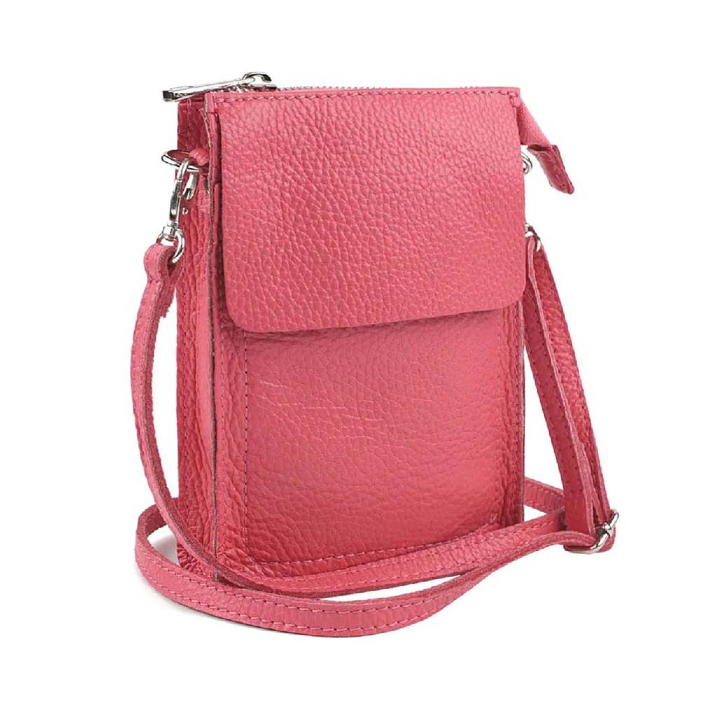 OBC Made In Italy Damen Leder Smartphone Tasche Schultertasche Handytasche Minibag Umhängetasche Geldtasche Ledertasche Crossbody Abendtasche