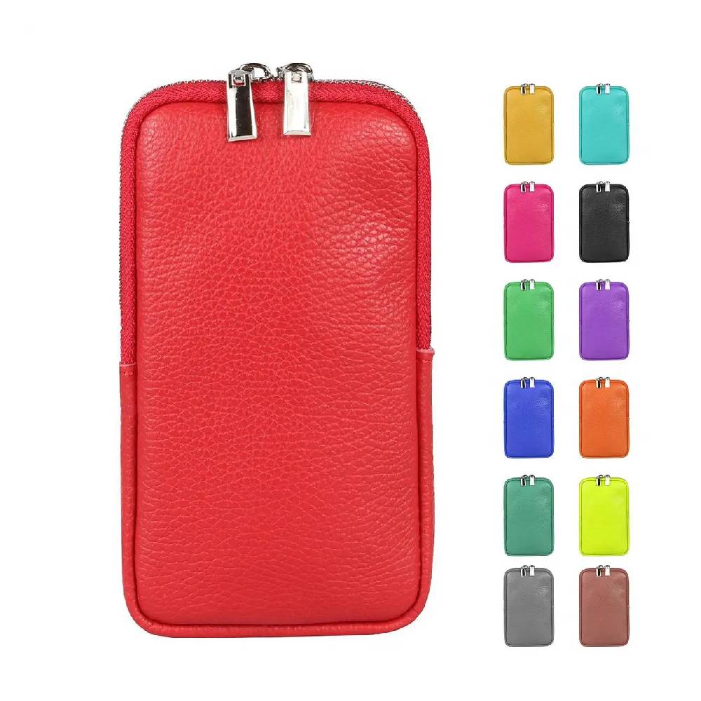 OBC Made in Italy Damen Leder Smartphone Tasche Umhängetasche Schultertasche Handytasche Minibag Geldtasche Ledertasche Crossbody Abendtasche