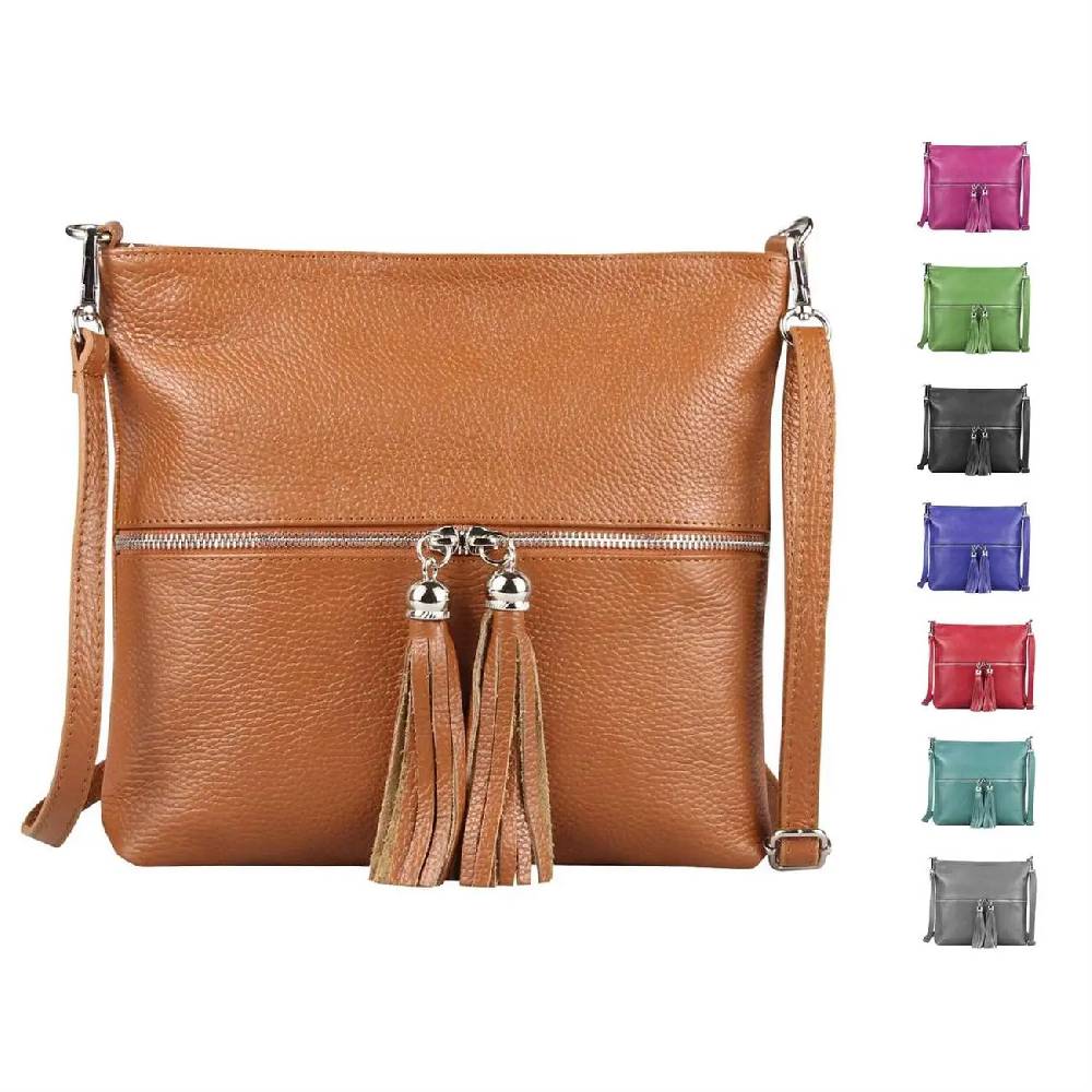 OBC Made in Italy DAMEN LEDER TASCHE Bodybag Schultertasche CrossOver Umhängetasche Handtasche Ledertasche Damentasche Crossbody