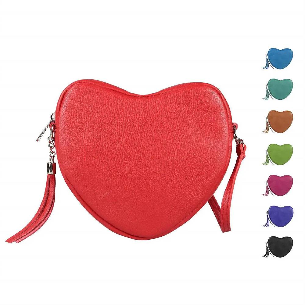 OBC Made in Italy Damen Leder Tasche Crossbody Herztasche Schultertasche Crossover Umhängetasche Clutch Ledertasche Damentasche