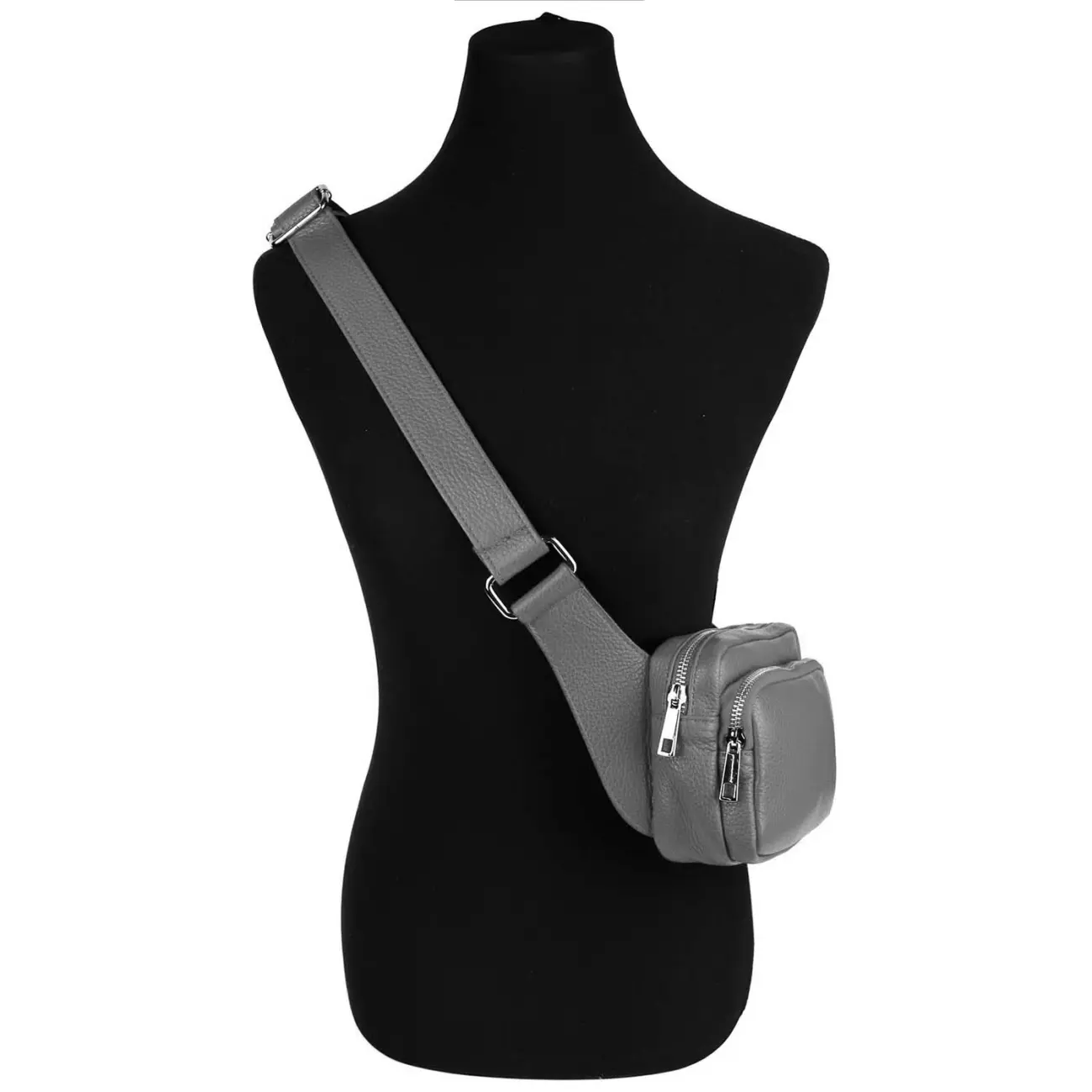 OBC Made In Italy Damen Leder Tasche Crossbody Metallic Hüfttasche Bauchtasche Umhängetasche Bodybag Schultertasche Handytasche Gürteltasche