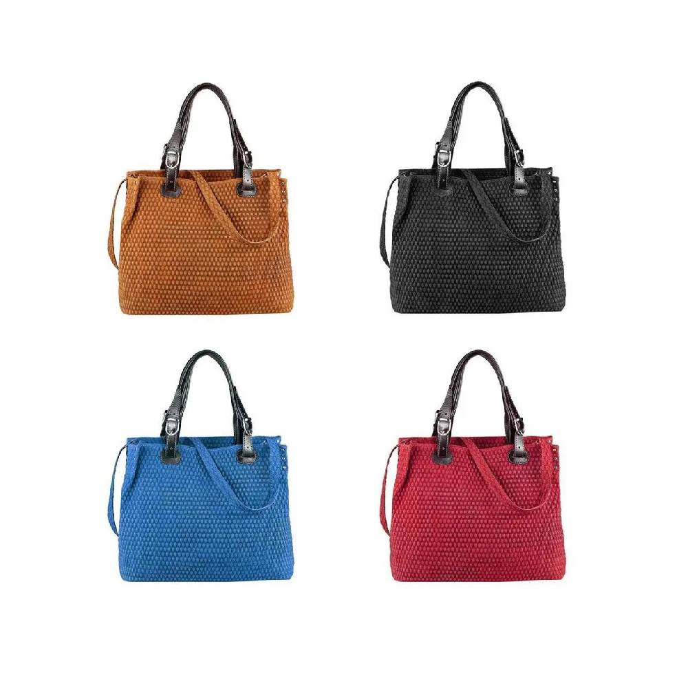 OBC Made in Italy DAMEN LEDER TASCHE Handtasche Shopper Henkeltasche Beuteltasche Schultertasche CrossOver Bowlingtasche Umhängetasche