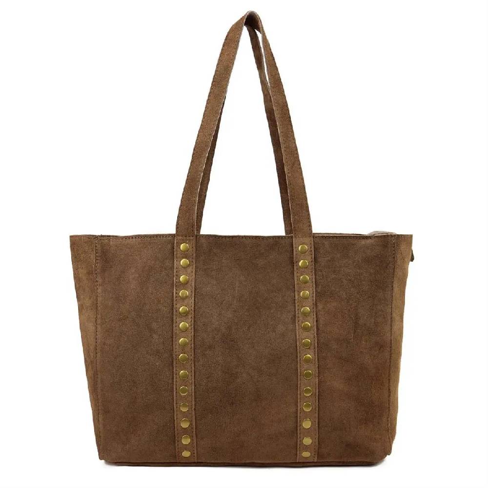 OBC Made In Italy Damen Leder Tasche Handtasche Umhängetasche Reisetasche Shopper Wildleder Schultertasche Tote Bag Ledertasche Henkeltasche Weekender T030