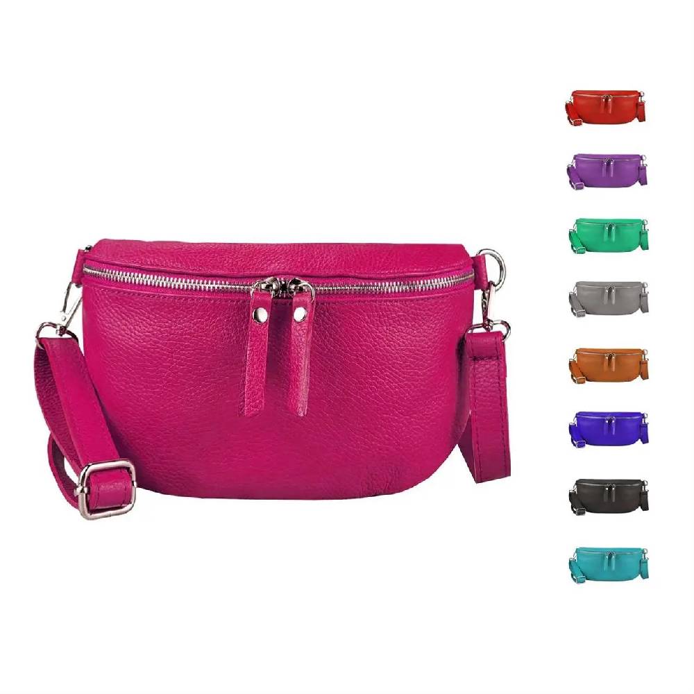 OBC Made in Italy Damen Leder Tasche Handytasche Gürteltasche Crossbody Hüfttasche Bauchtasche Umhängetasche Cross-Over Bodybag Schultertasche Kosmetiktasche