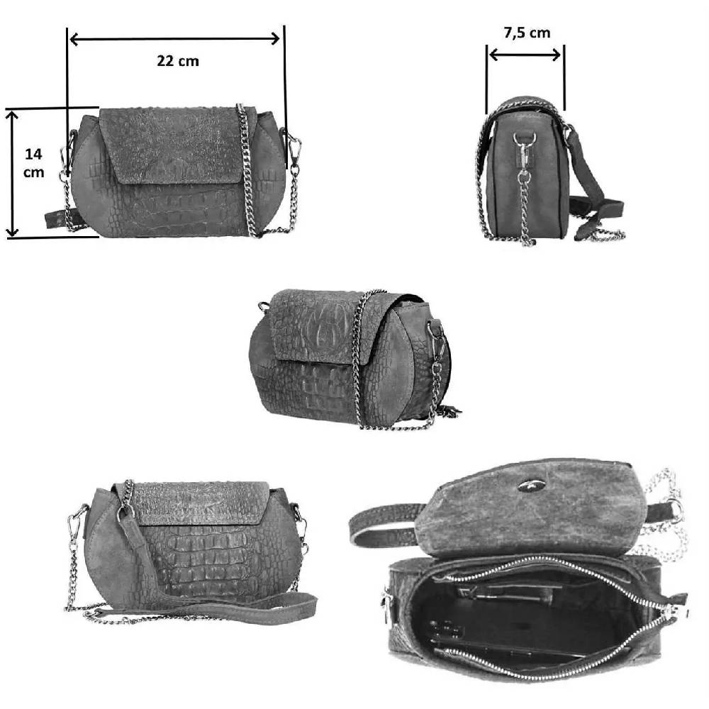 OBC Made In Italy Damen Leder Tasche Kroko Prägung Oder Glattleder Umhängetasche Clutch Wildleder Handtasche Ledertasche Schultertasche