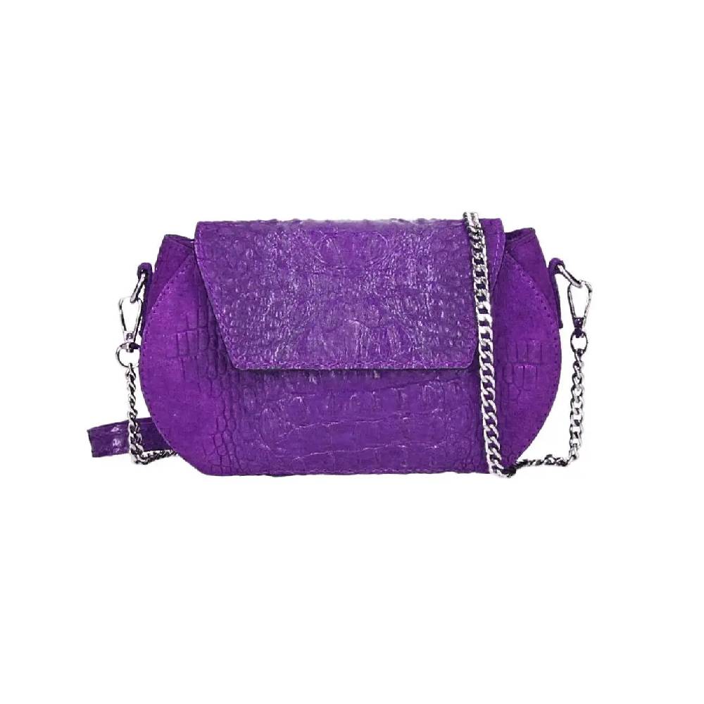 OBC Made In Italy Damen Leder Tasche Kroko Prägung Oder Glattleder Umhängetasche Clutch Wildleder Handtasche Ledertasche Schultertasche