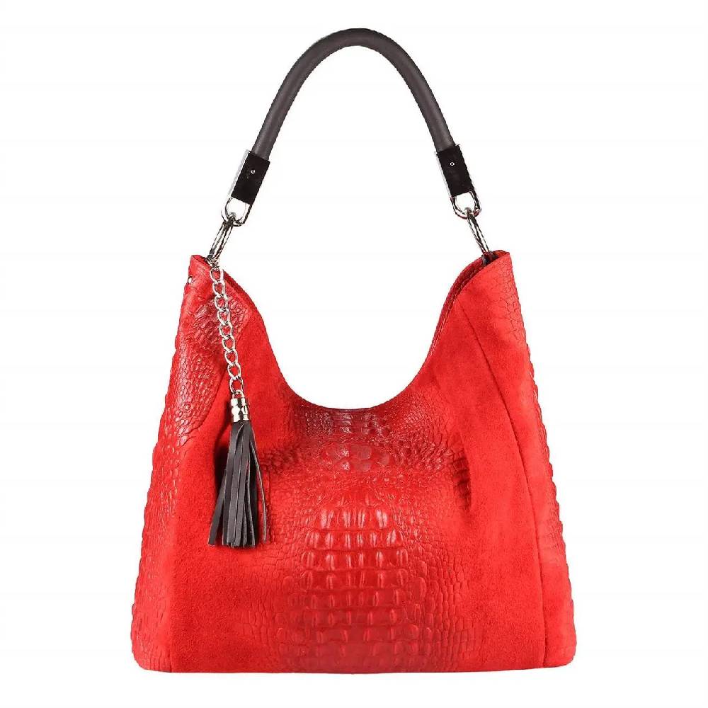 OBC Made In Italy DAMEN LEDER TASCHE KROKO-Prägung Shopper Tote Bag Wildleder Schultertasche Handtasche Business DIN-A4