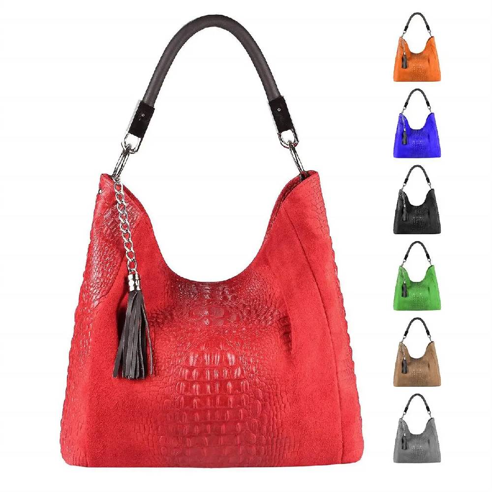 OBC Made in Italy DAMEN LEDER TASCHE KROKO-Prägung Shopper Tote Bag Wildleder Schultertasche Handtasche Business DIN-A4 OBC Made in Italy DAMEN LEDER TASCHE KROKO-Prägung Shopper Tote Bag Wildleder Schultertasche Handtasche Business DIN-A4