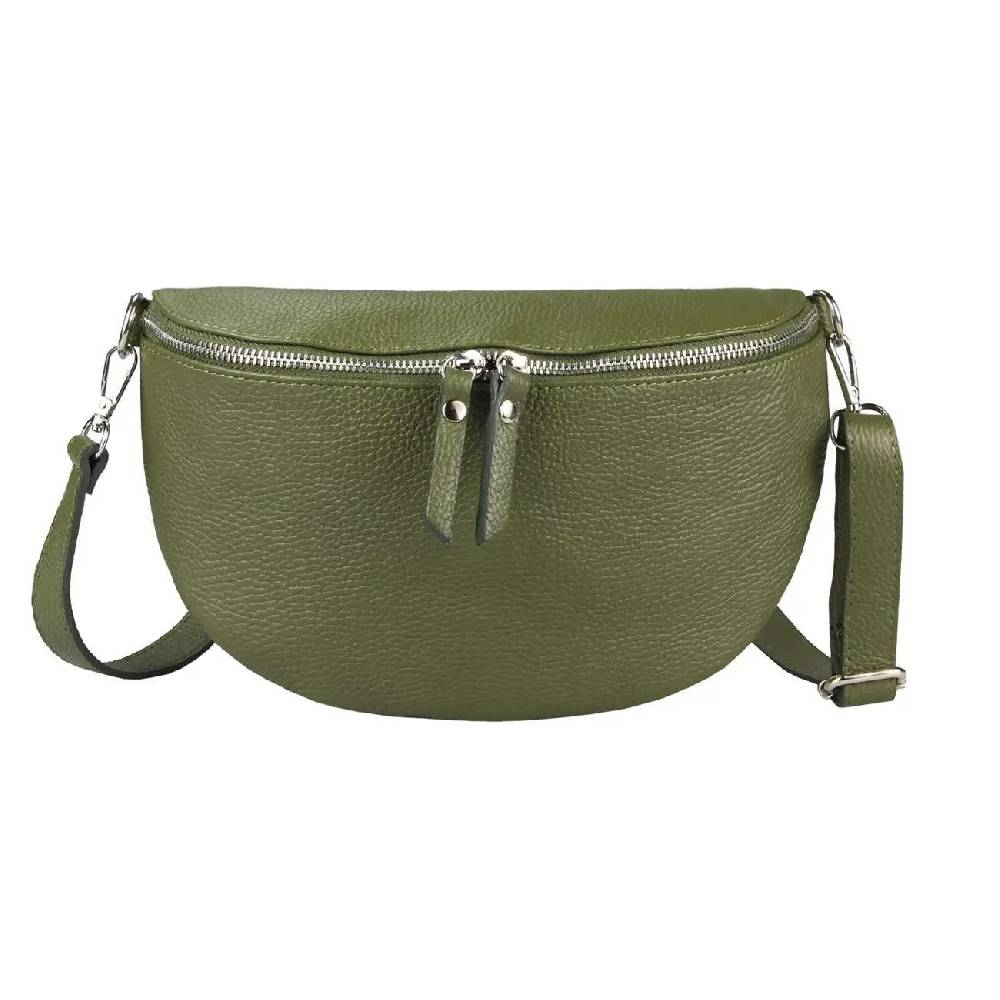OBC Made In Italy Damen Leder Tasche Medium Handytasche Gürteltasche Crossbody Hüfttasche Bauchtasche Umhängetasche Cross-Over Bodybag Schultertasche Kosmetiktasche