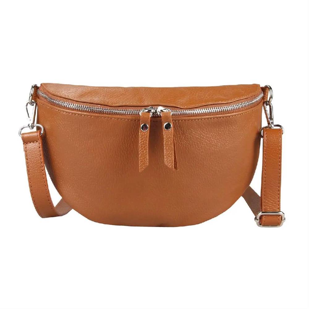 OBC Made In Italy Damen Leder Tasche Medium Handytasche Gürteltasche Crossbody Hüfttasche Bauchtasche Umhängetasche Cross-Over Bodybag Schultertasche Kosmetiktasche
