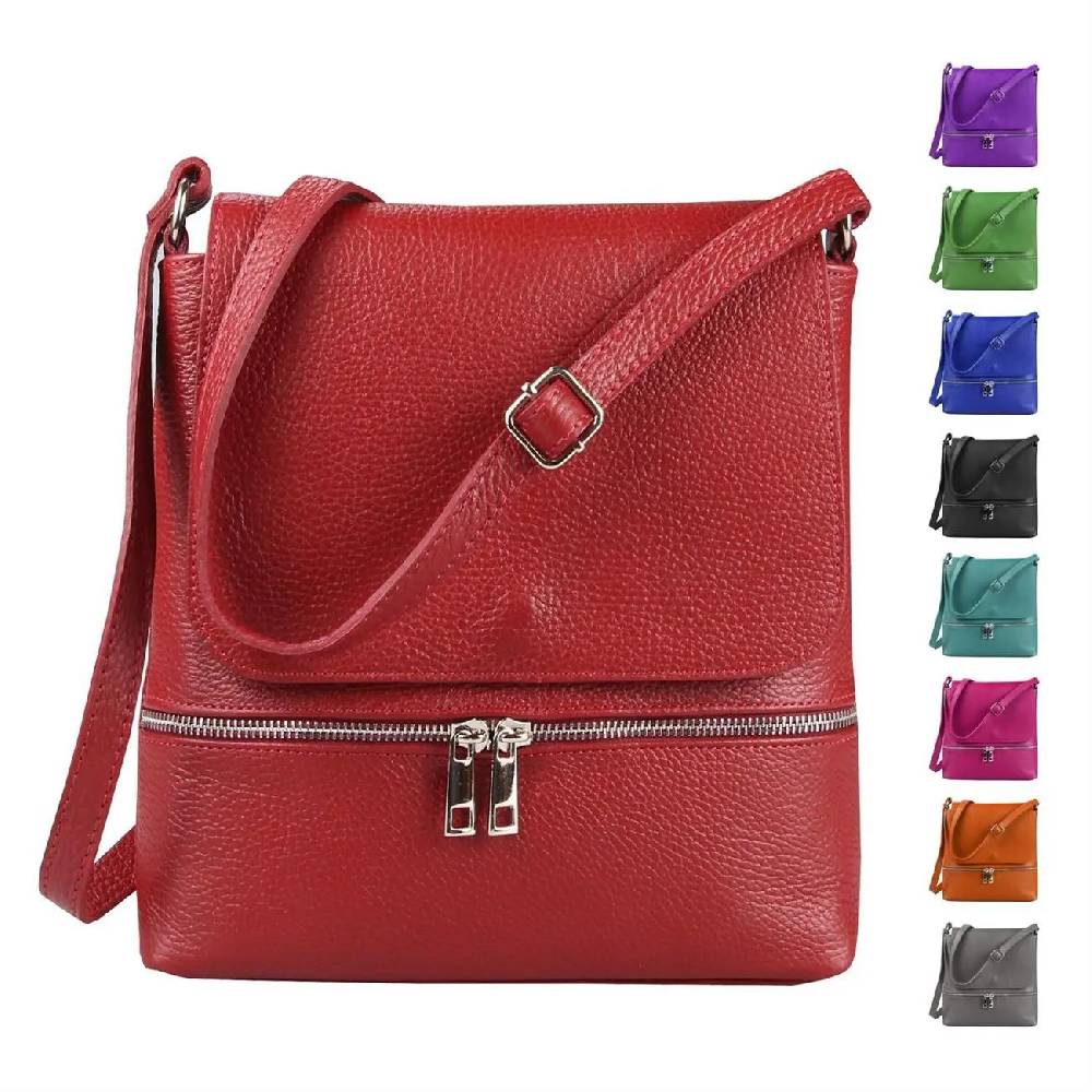 OBC Made in Italy DAMEN LEDER TASCHE Messenger Crossbody Handtasche Schultertasche CrossOver Umhängetasche Shopper Damentasche Überschlagtasche Tablettasche bis ca. 7-9 Zoll