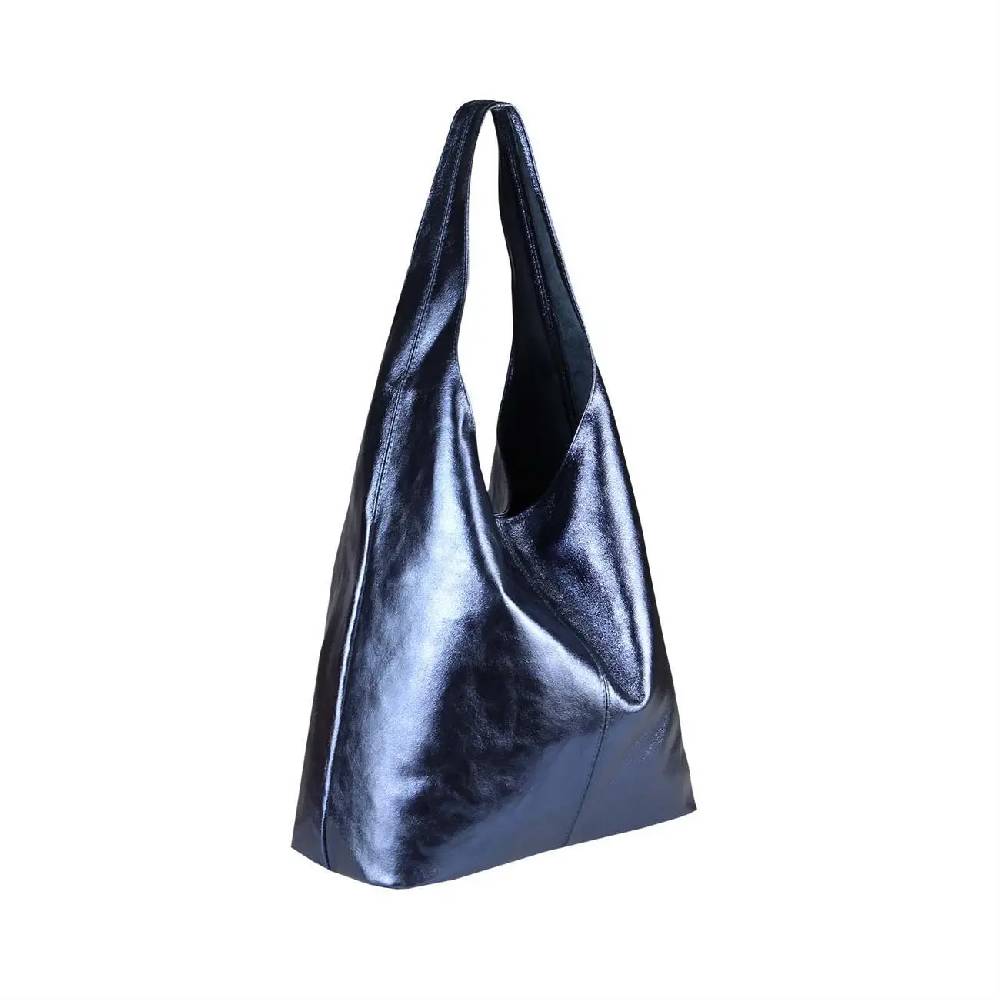 OBC MADE IN ITALY DAMEN LEDER TASCHE METALLIC Shopper Schultertasche