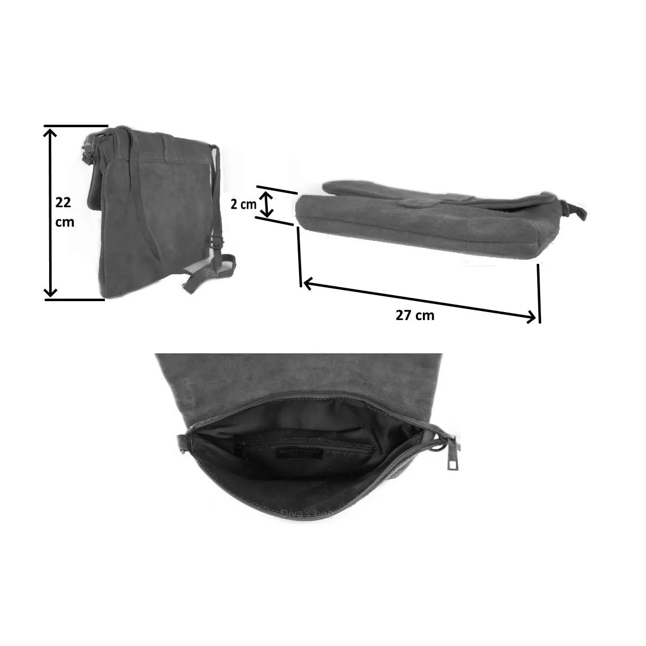 OBC Made In Italy DAMEN LEDER TASCHE Schultertasche Messenger Bag Wildleder Handtasche Umhängetasche Ledertasche Bodybag CrossBody CrossOver