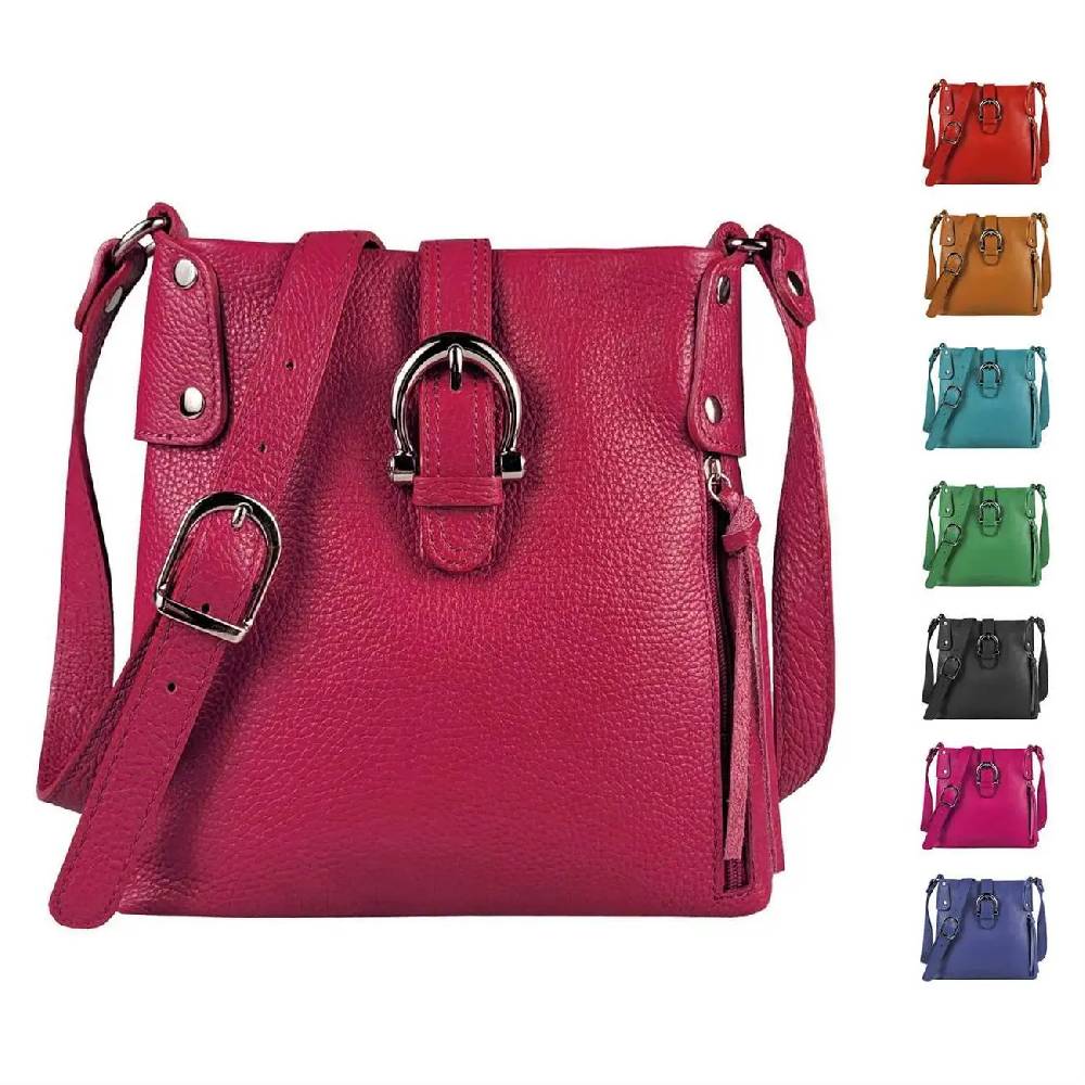 OBC Made in Italy DAMEN LEDER TASCHE Schultertasche CrossOver Handtasche Umhängetasche Bodybag Abendtasche Crossbody Ledertasche