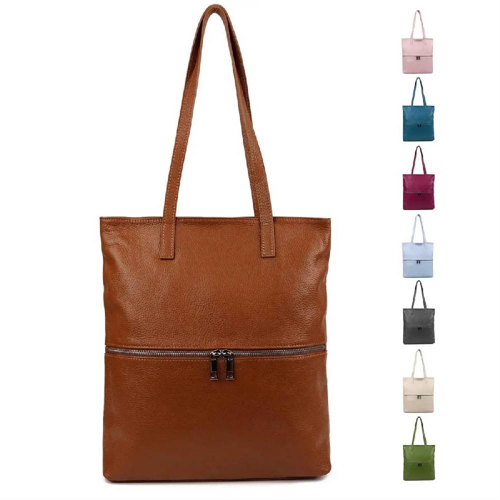 OBC Made in Italy DAMEN LEDER TASCHE SHOPPER Schultertasche Tote Bag Umhängetasche Handtasche DIN-A4
