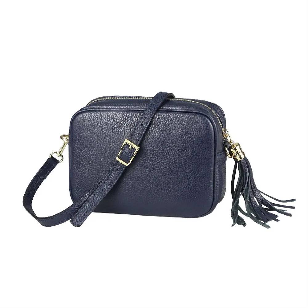 OBC Made In Italy DAMEN LEDER TASCHE Umhängetasche Schultertasche Cross-Over Crossbody Bag Glattleder Schmucktasche Fransen Ledertasche