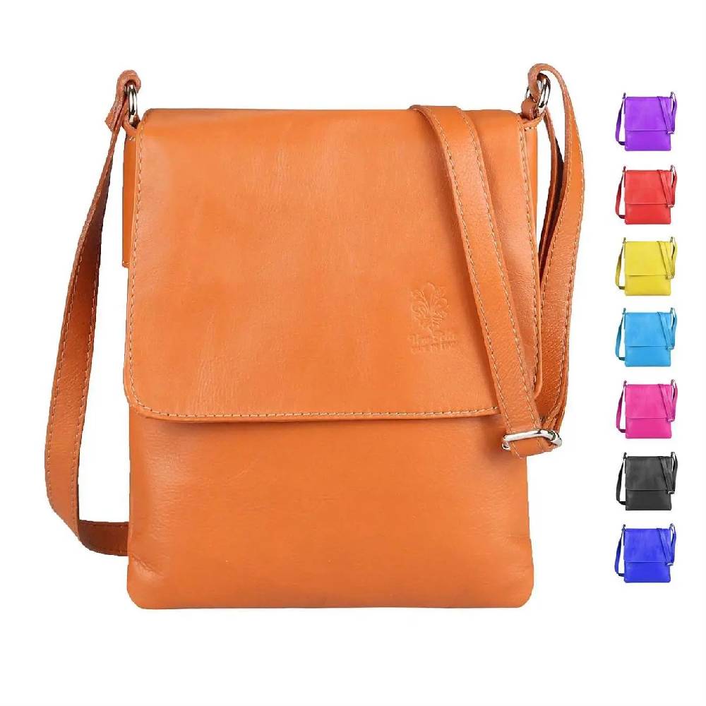 OBC Made in Italy Damen Leder Tasche Umhängetasche Schultertasche Crossbody Handtasche Ledertasche Nappaleder Cross-Over Body Bag Shopping Messenger