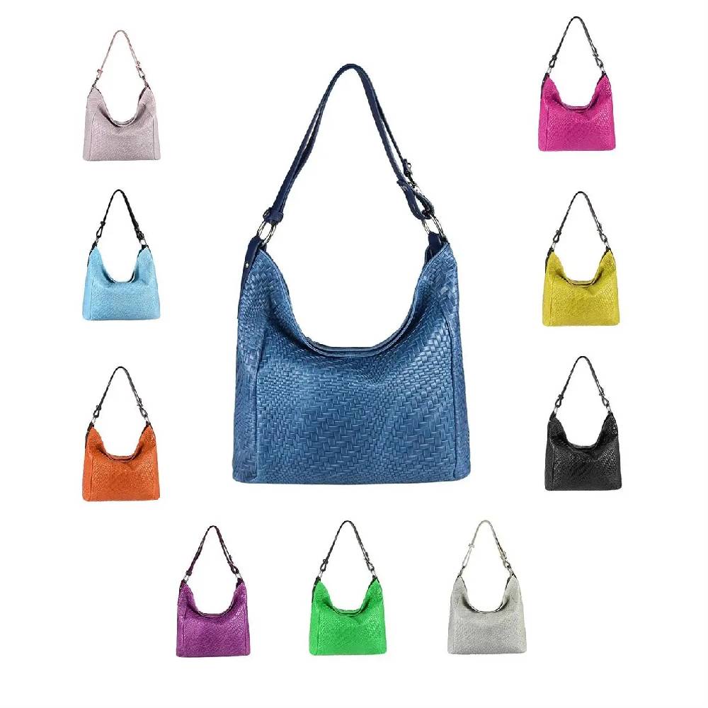 OBC Made in Italy DAMEN TASCHE LEDER DIN-A4 Shopper Schultertasche Umhängetasche Ledertasche Handtasche Henkeltasche Flechtoptik