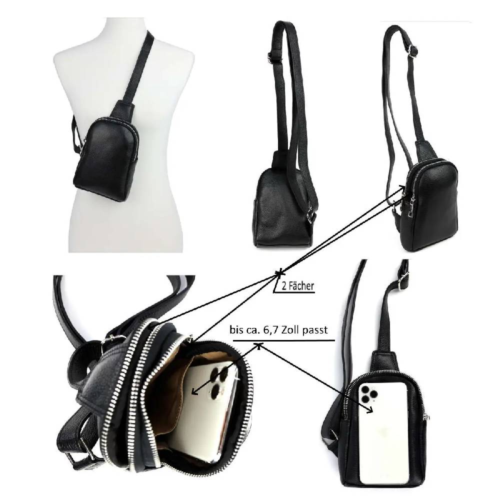 OBC MADE IN ITALY LEDER TASCHE Crossbody Bodybag Sling Rucksack Crossover Schultertasche Brusttasche Umhängetasche Bag Damen Herren Unisex