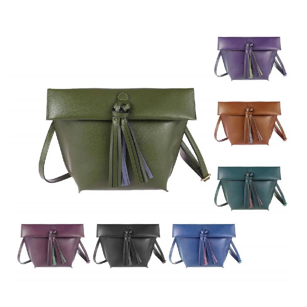 OBC Made in Italy Ledertasche Schultertasche Umhängetasche Borsetta Schmucktasche Handtasche Henkeltasche Fransentasche