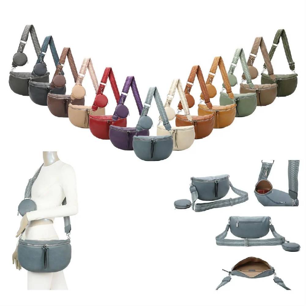 OBC XL Damen Tasche Crossbody Gürteltasche Messenger-Tasche Hüfttasche Bauchtasche Umhängetasche Cross-Over Bodybag Schultertasche Handytasche Leder Optik