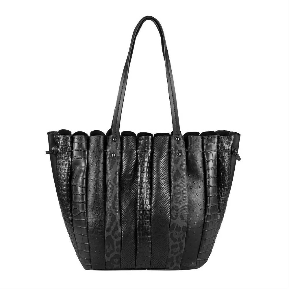 OBC XXL DAMEN TASCHE Shopper Handtasche Arbeit Bag Umhängetasche Schultertasche Leder Optik Kroko Strauß Leoparden Print