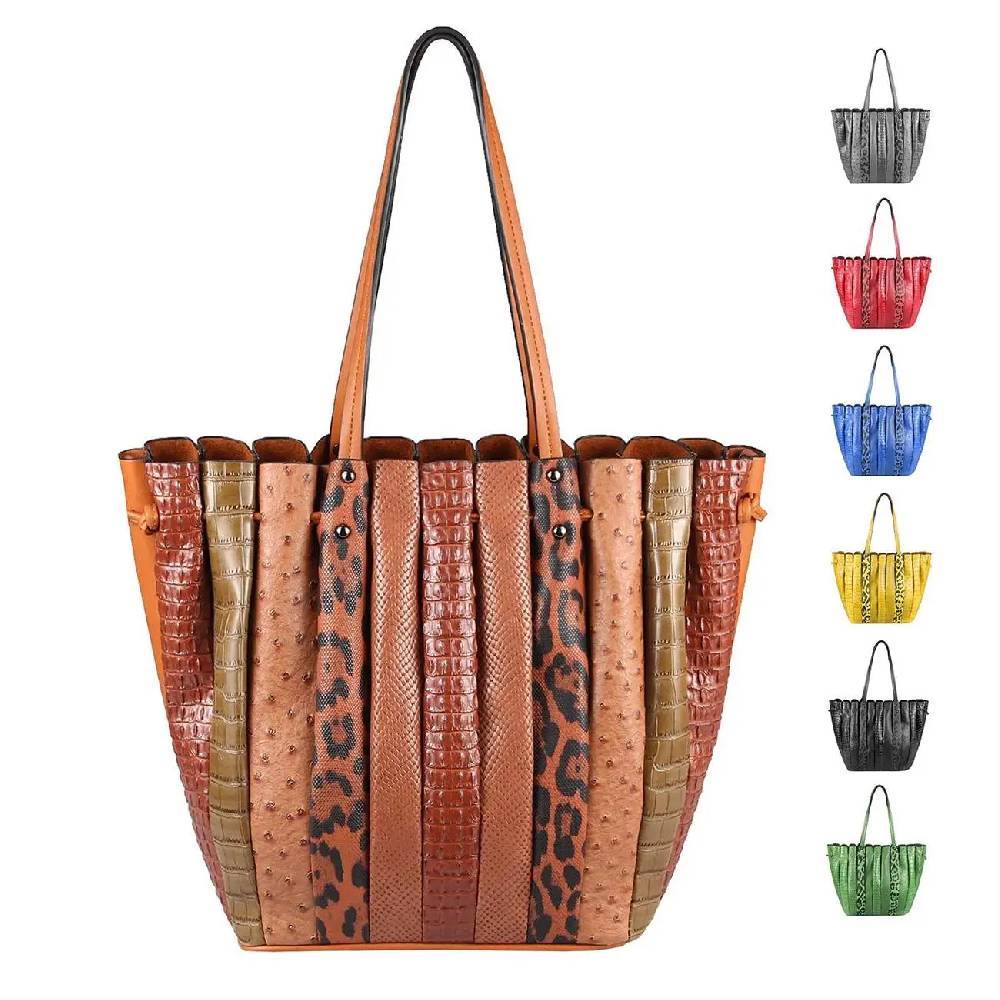 OBC XXL DAMEN TASCHE Shopper Handtasche Arbeit Bag Umhängetasche Schultertasche Leder Optik Kroko Strauß Leoparden Print