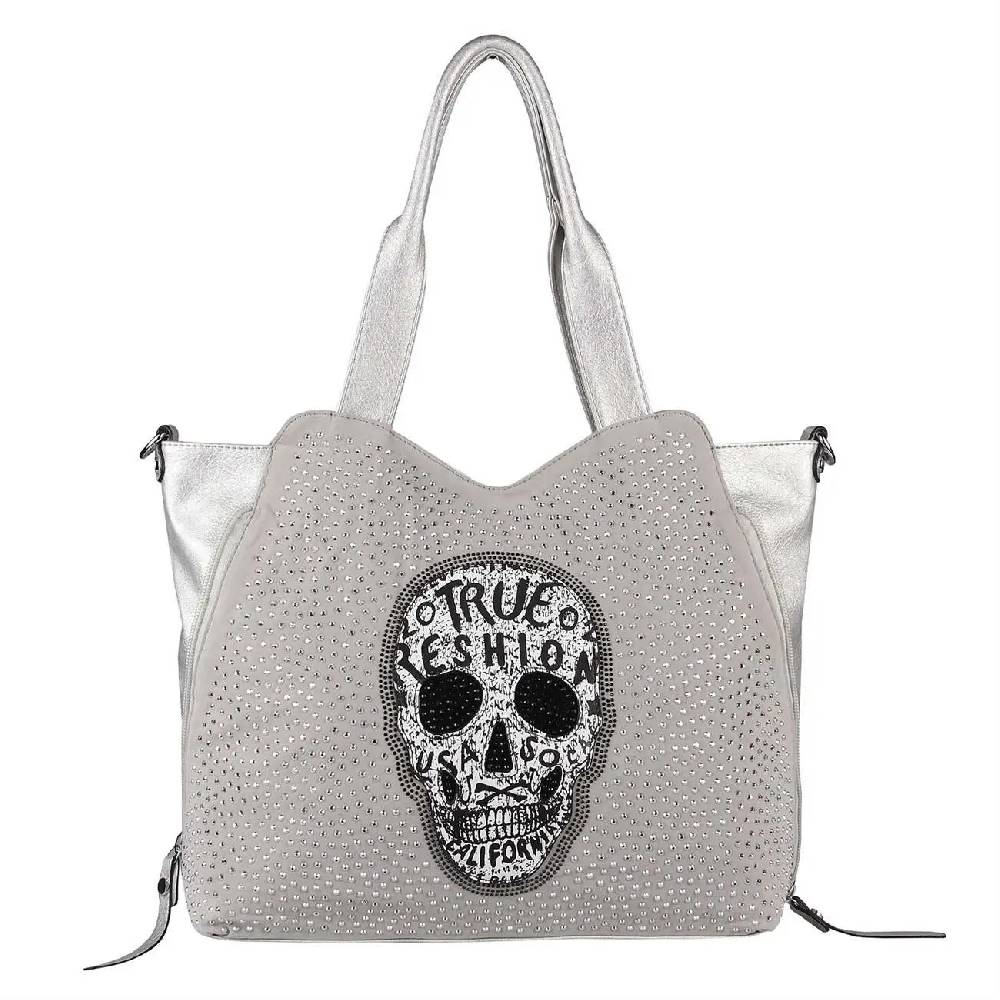 OBC XXL Damen Totenkopf Tasche Handtasche Skulls Shopper Beuteltasche Schultertasche Umhängetache Reisetasche Weekender Schädel Gothic Bag
