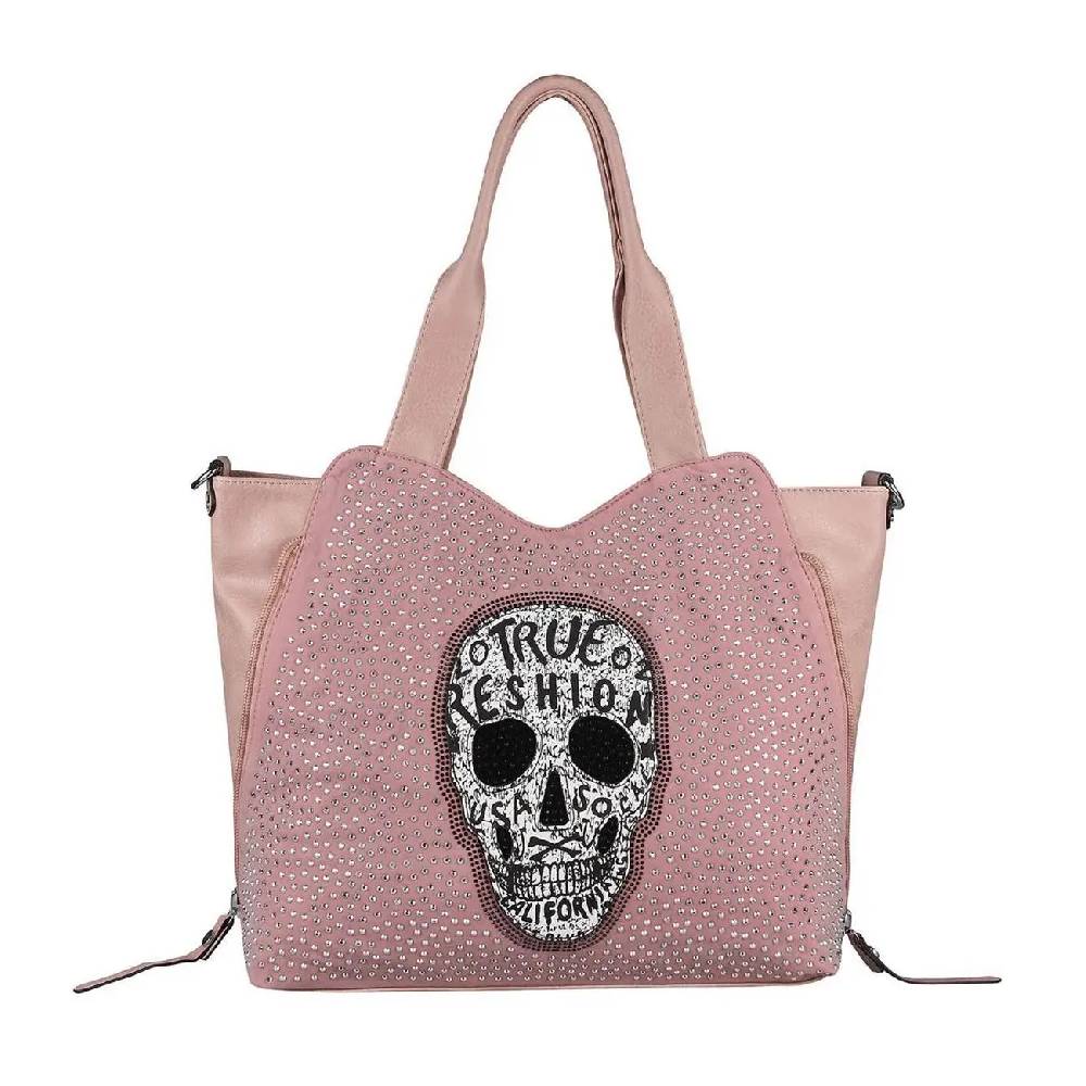 OBC XXL Damen Totenkopf Tasche Handtasche Skulls Shopper Beuteltasche Schultertasche Umhängetache Reisetasche Weekender Schädel Gothic Bag